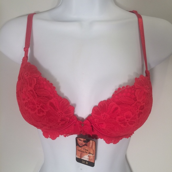 Victoria's Secret Other - Victorias Secret Miracle Bra 32B Red Lace Floral